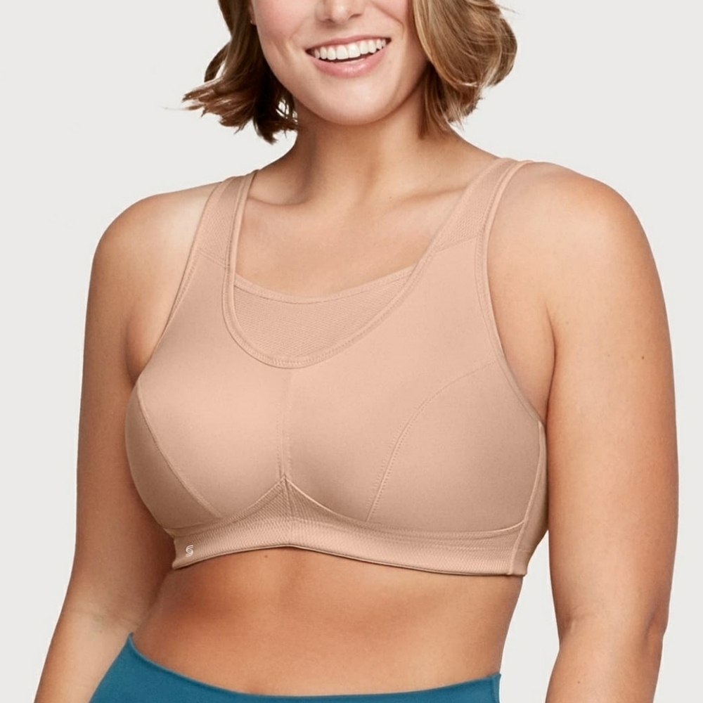 Sz 46F Nude Glamorise No-Bounce Wireless Cami Sport Bra
